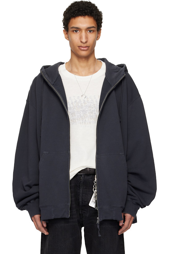 Gray Embroidered Hoodie
