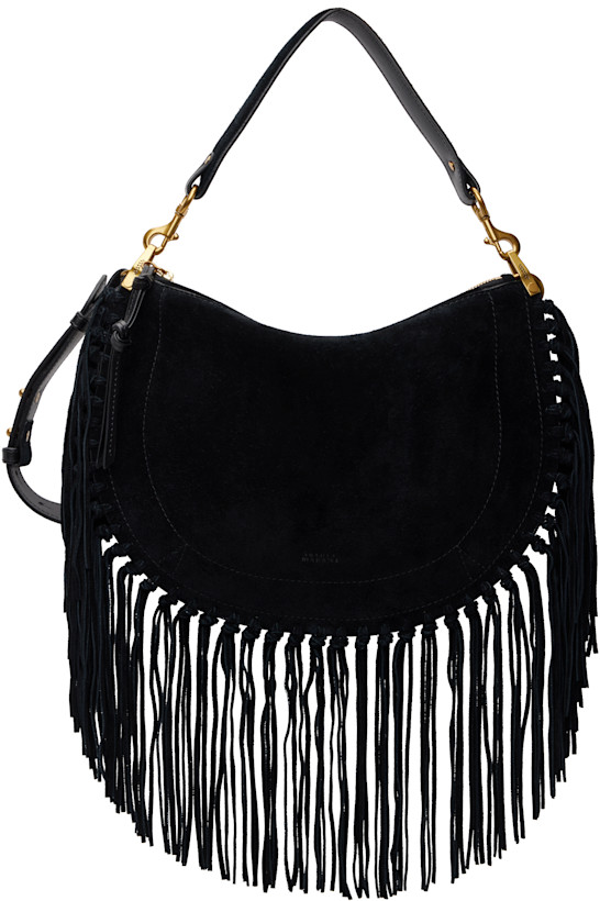 Black Oskan Soft Zip Fringes Bag