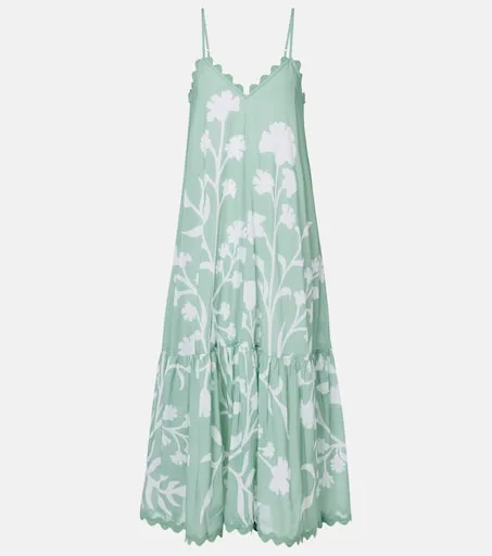 Floral scalloped cotton midi dress