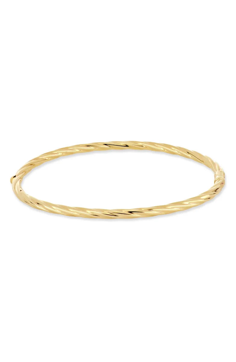 14K Gold Twisted Texture Bangle Bracelet