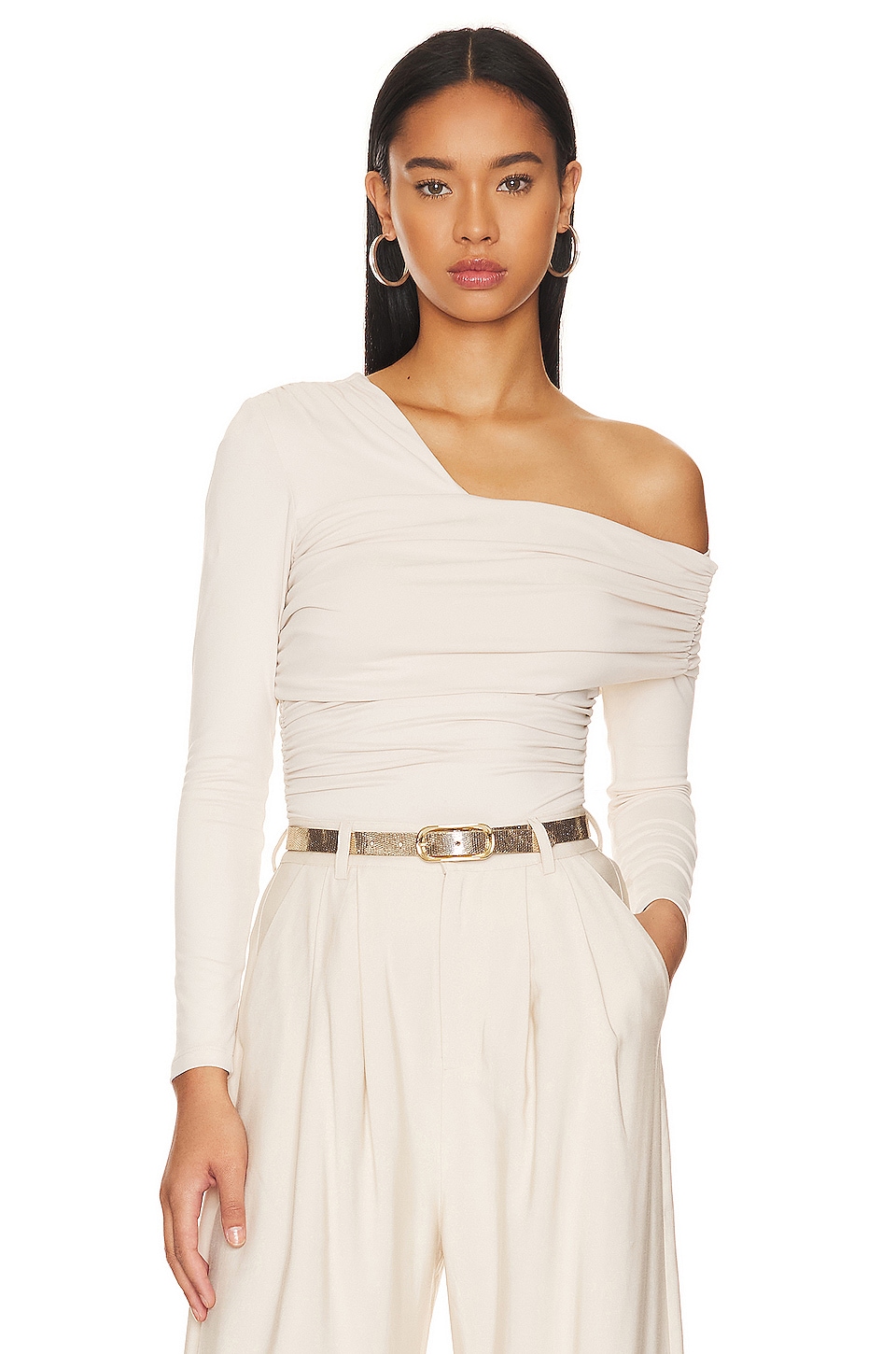 Susana Monaco Gathered Top in Blanched Almond