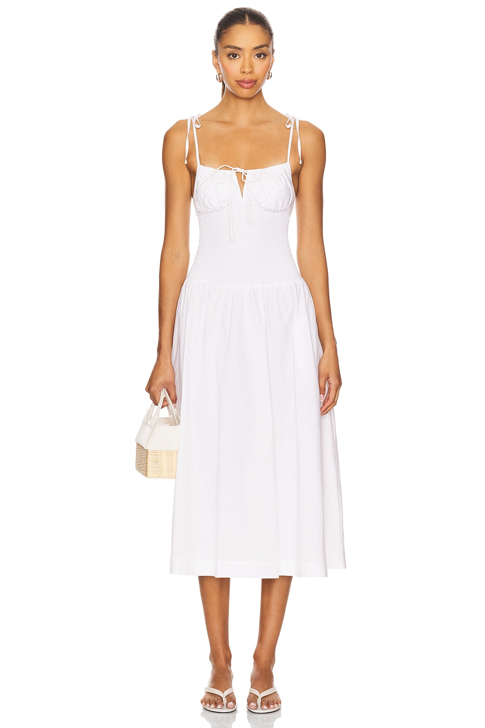 GUIZIO Lura Midi Dress in White