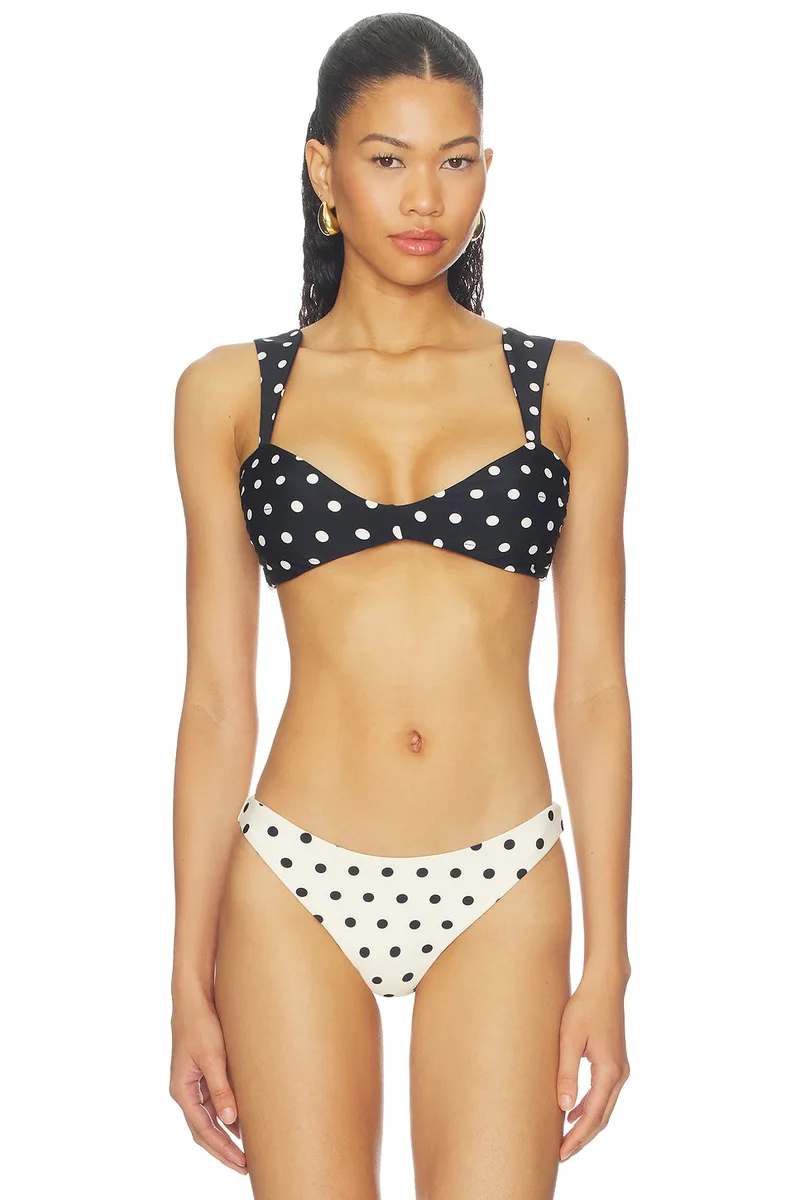 NICHOLAS Bridget Balconette Top in Black & Ivory Polka Dot