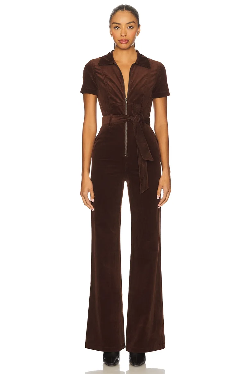 Alice + Olivia Gorgeous Wide Leg Jumpsuit in Dark Chocolate