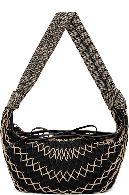 Beige & Black Fortune Croissant Filt Bag