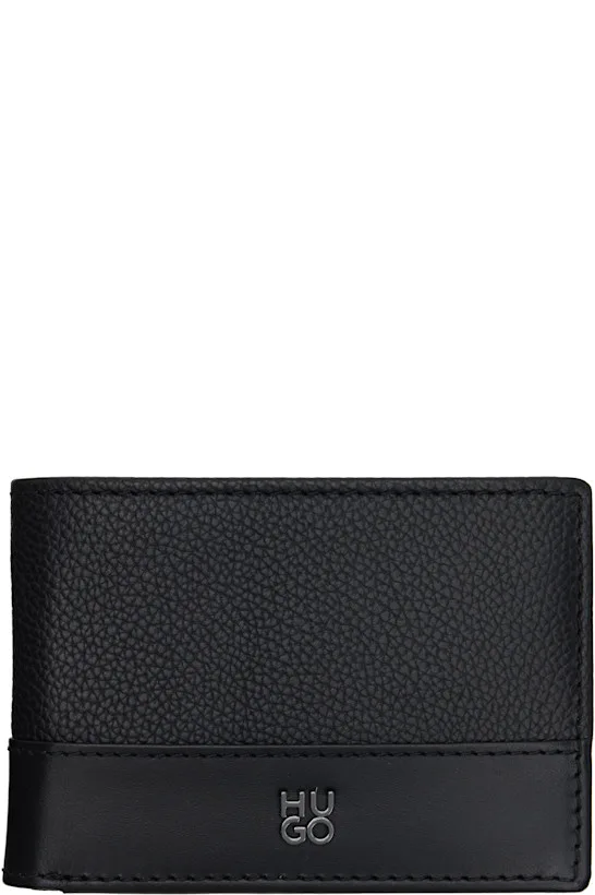 Black Stacked-Logo Slim Leather Wallet