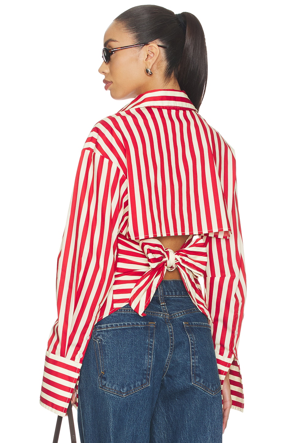 SIMONMILLER Loch Poplin Button Up in Venetian Red Stripe