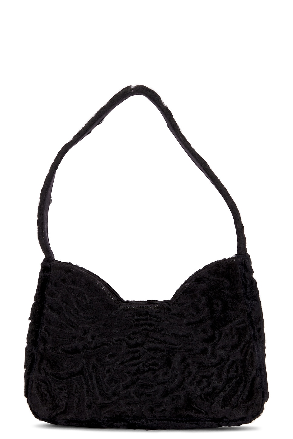 FWRD Renew Prada Astrakhan Fur Shoulder Bag in Black