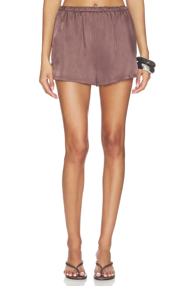 Enza Costa Fluid Slip Short in Chocolate