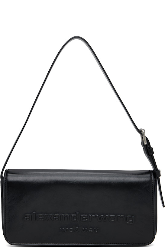 Black Punch Flap Shoulder Bag