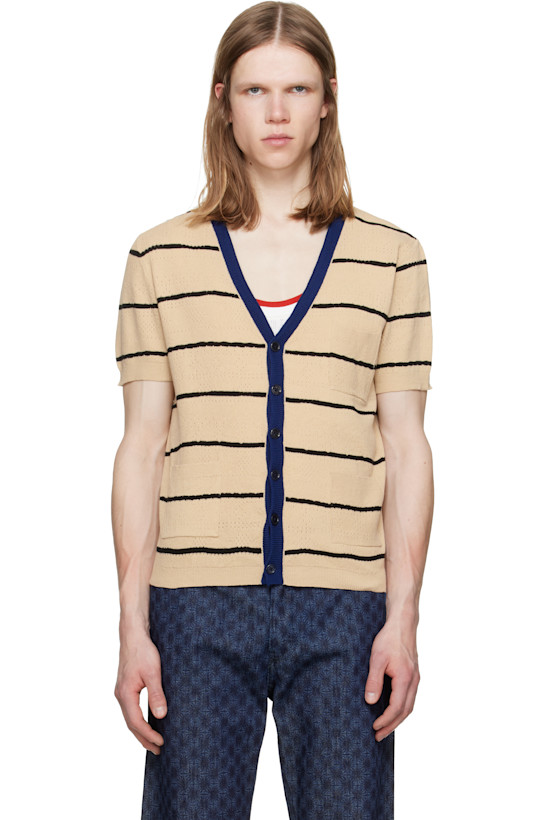 Beige Short Sleeve Tee Cardigan
