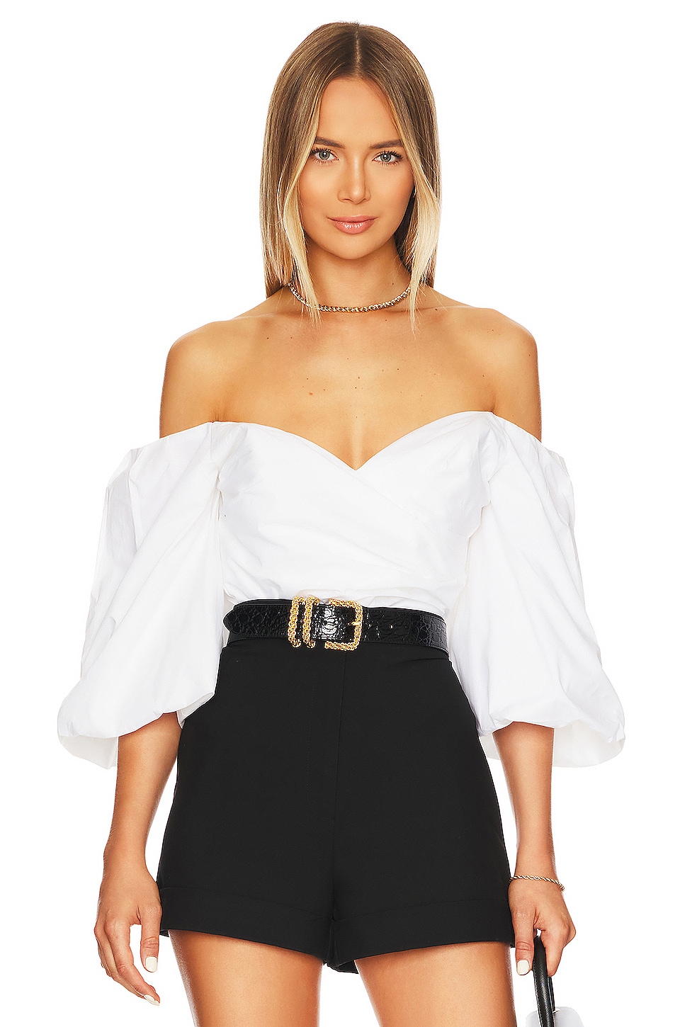 Bardot Eva Poplin Top in Orchid White