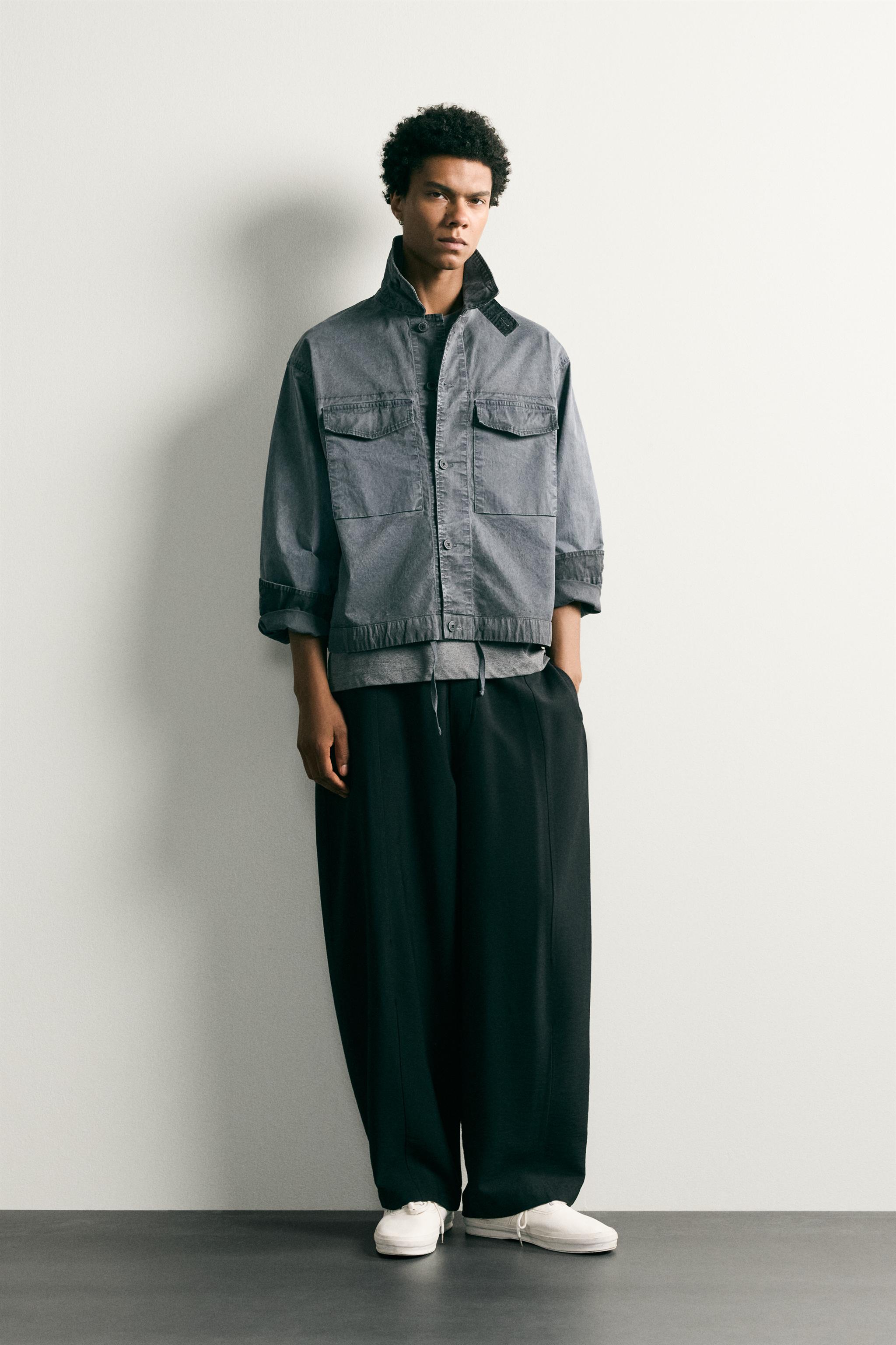 WASHED EFFECT CROPPED JACKET