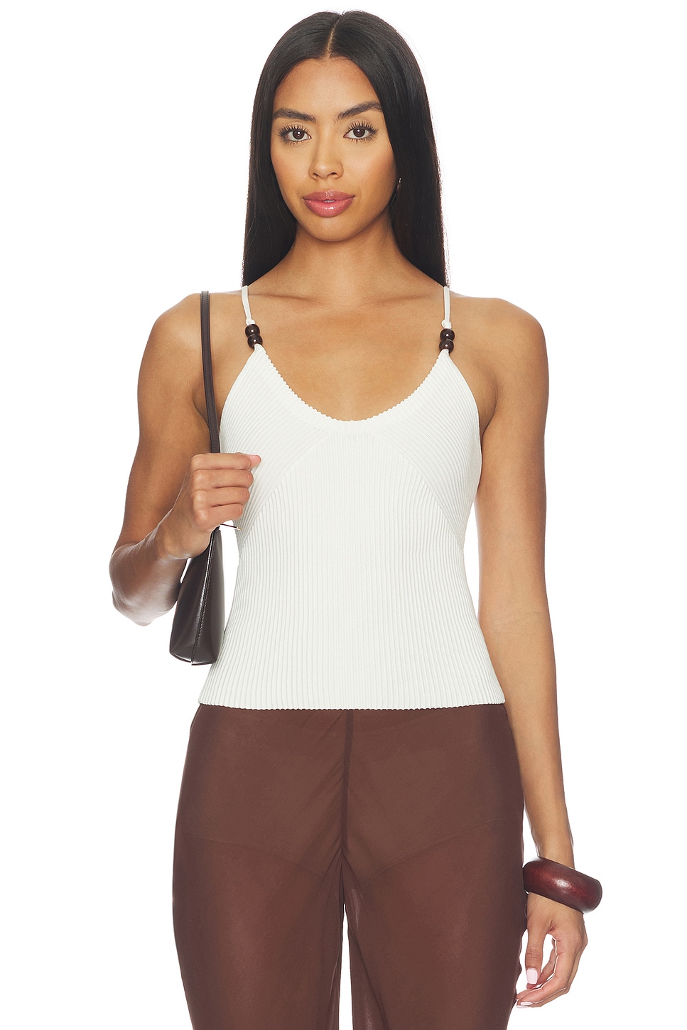 L'Academie Kennji Beaded Knit Tank in White