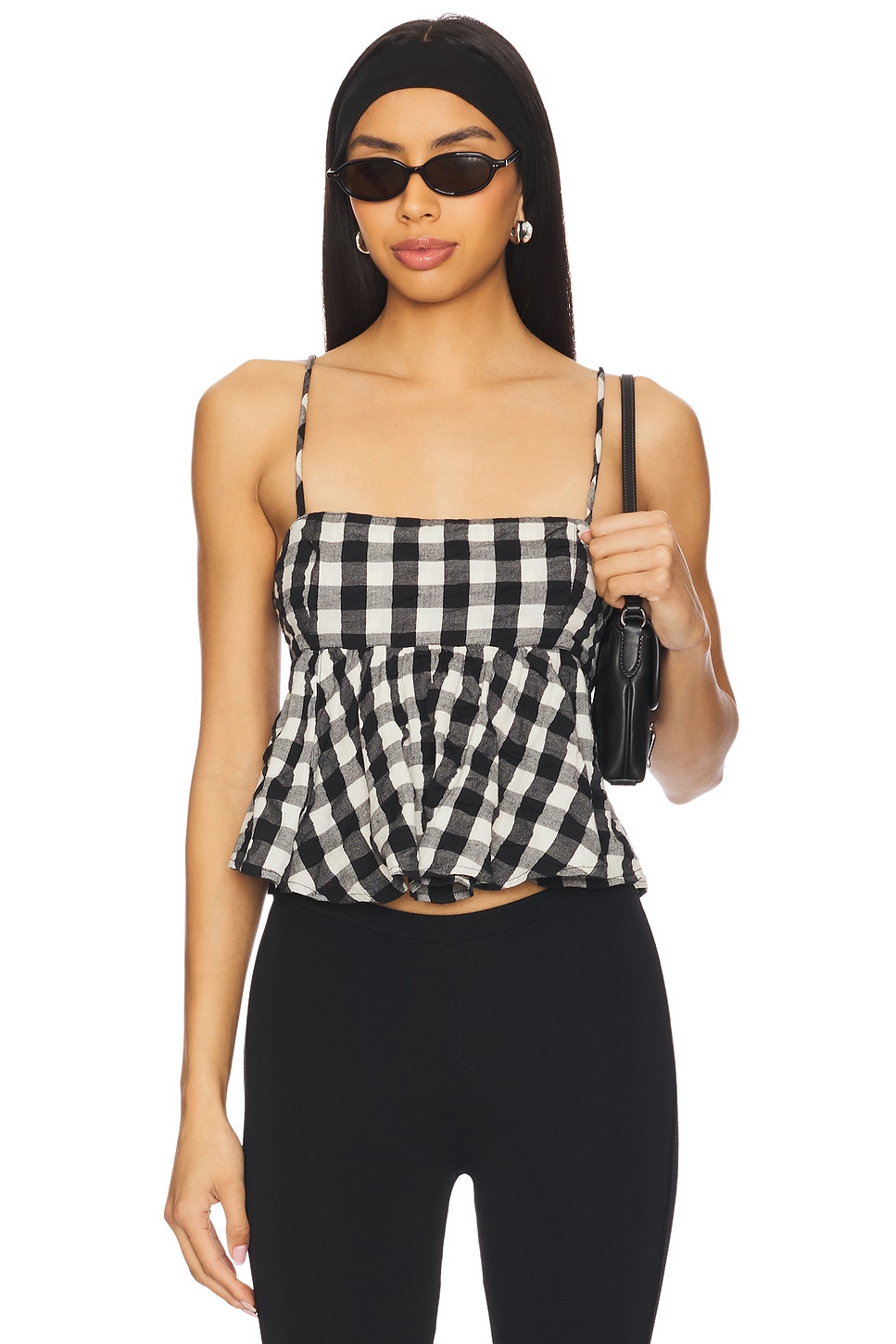 Free People CAMISETA DE CUADROS ESCOCESES FREE PEOPLE MIA in Black Combo