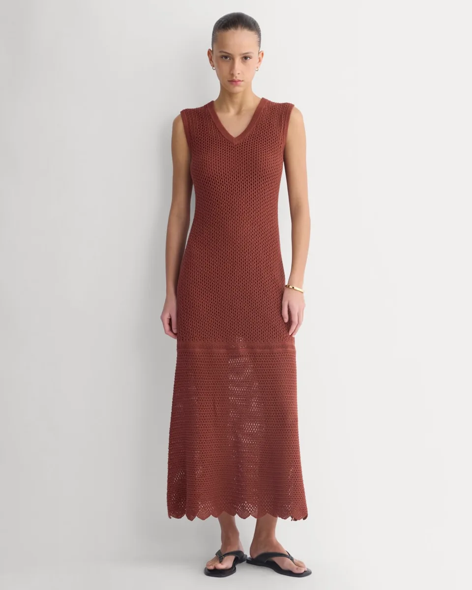 Lace Knit Maxi Sweater Dress | Henna Red