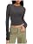 Long Sleeve Shirt Women Crewneck Ribbed Knit Slim Fit Basic Tee Shirts Workout Top 2024 Casual T-Shirt Going Out Tops - Image 2