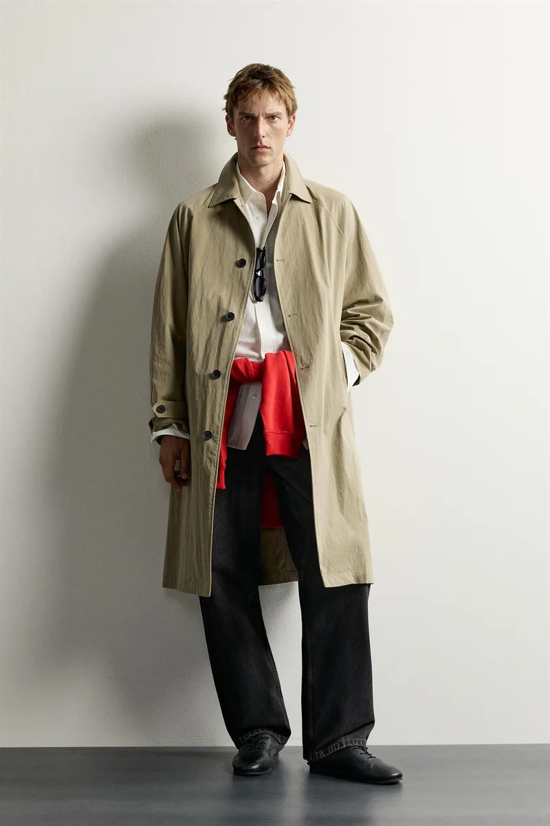 CONTRAST RELAXED FIT TRENCH COAT