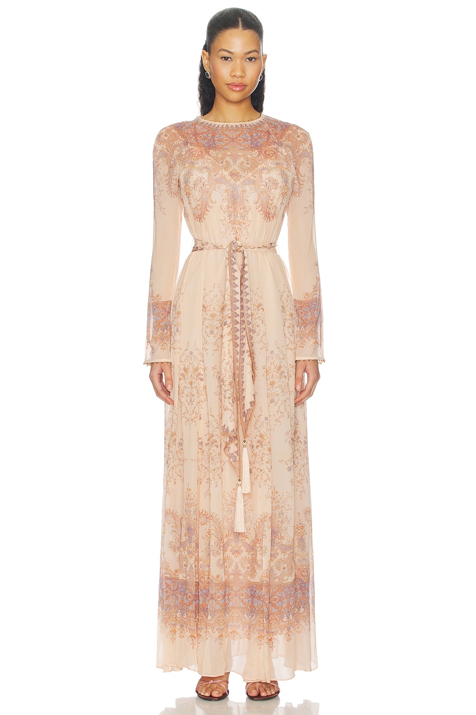 Zimmermann Valiant Sheath Dress in Peach Paisley