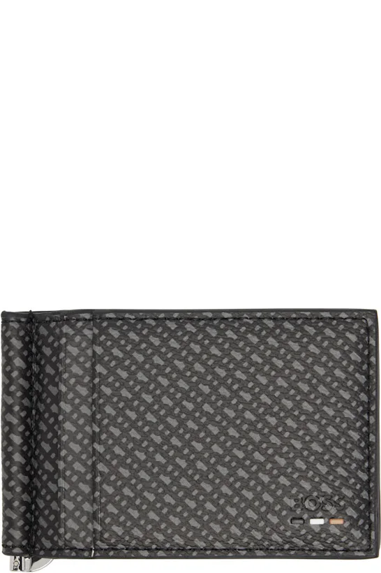 Black Grained Faux-Leather Wallet