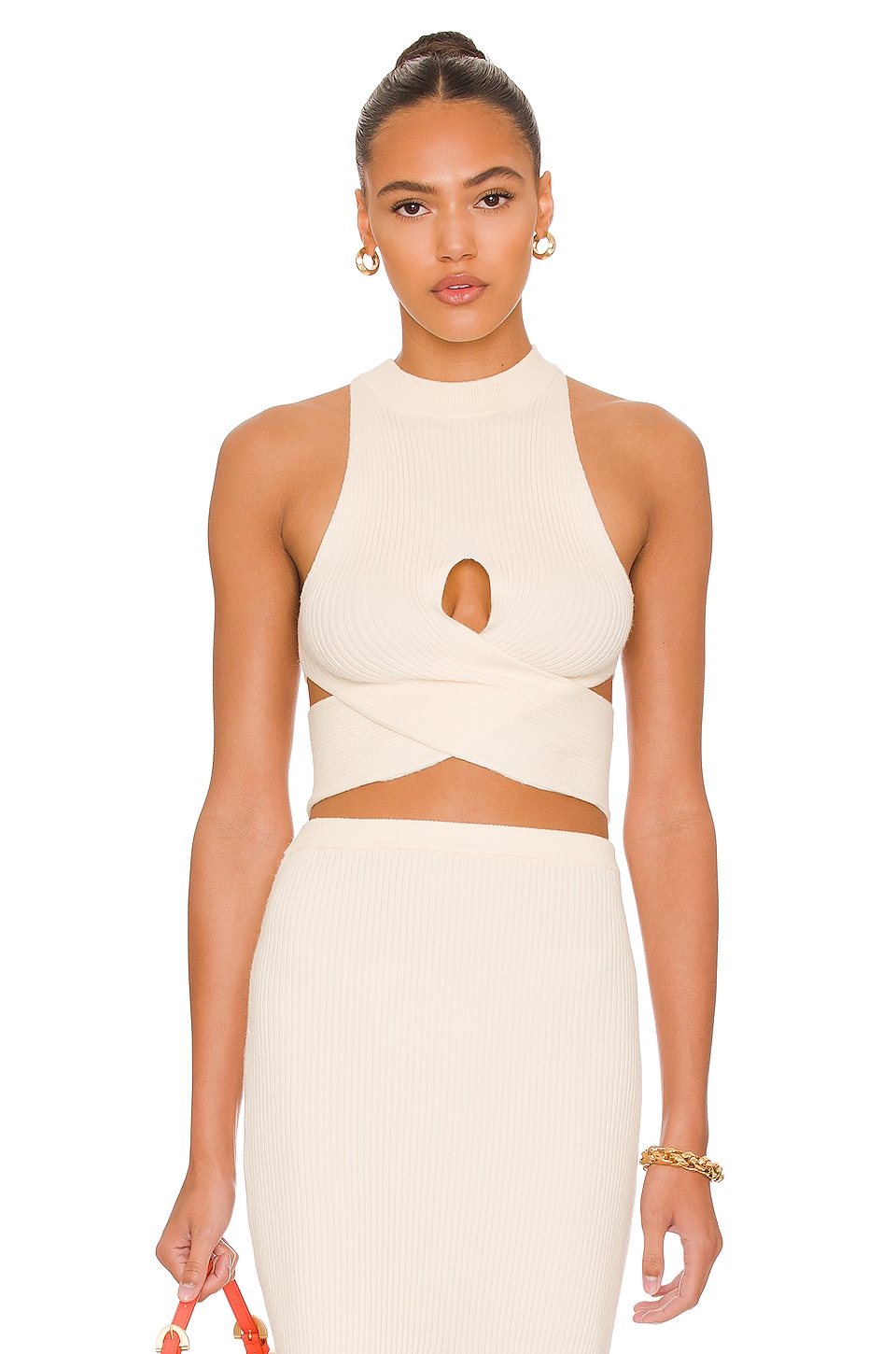 Camila Coelho Macadamia Crossover Top in Ivory