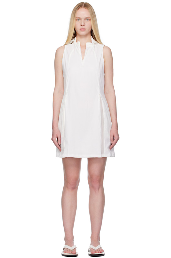 White Nylon Hooded Minidress
