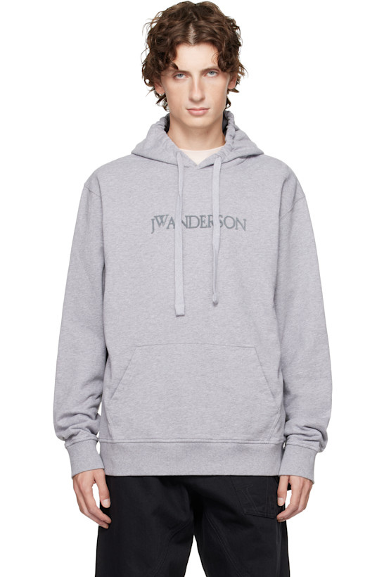 Gray Logo Embroidery Hoodie