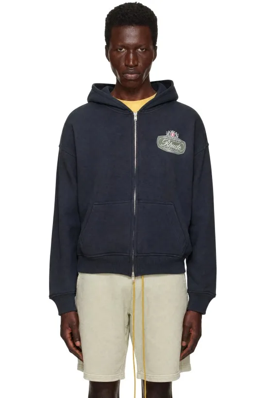 Gray 'Rhude Desert Crest' Zip-Up Hoodie