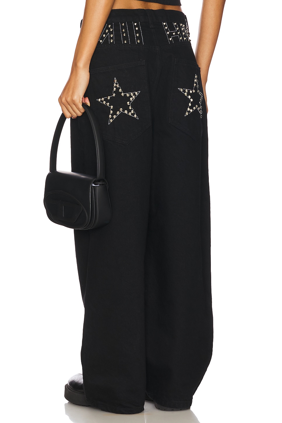 NIIHAI Baggy Jeans With Studs in Grey Wash
