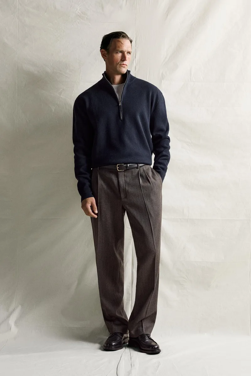 COTTON-WOOL QUARTER-ZIP SWEATER