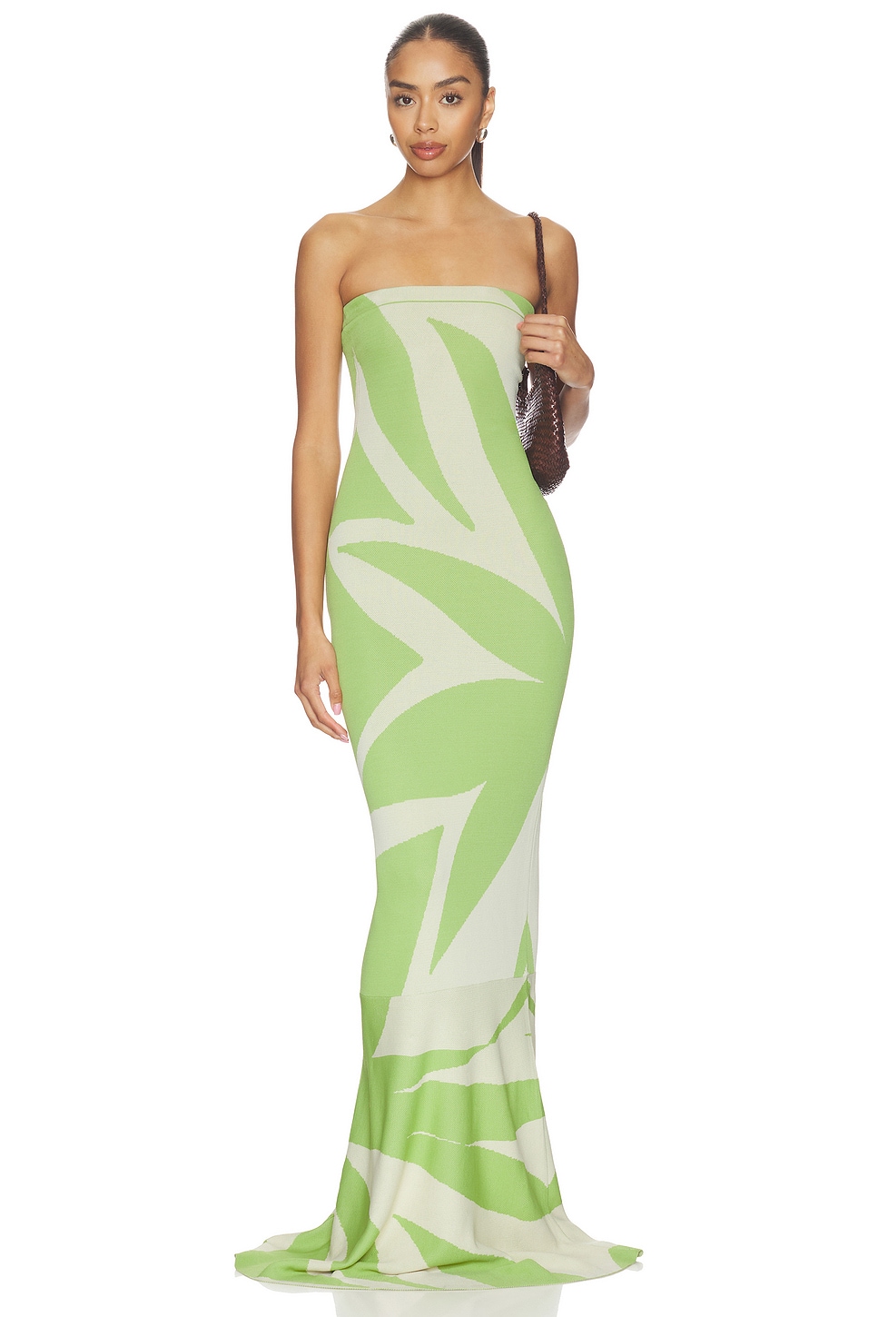 MISA Los Angeles Lalit Dress in Abstract Palm Leaf