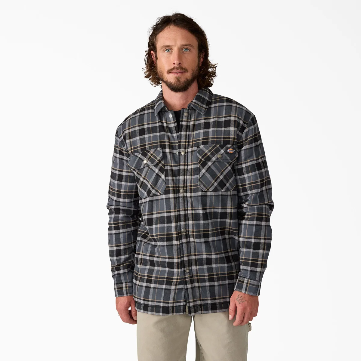 Water Repellent Fleece-Lined Flannel Shirt Jacket