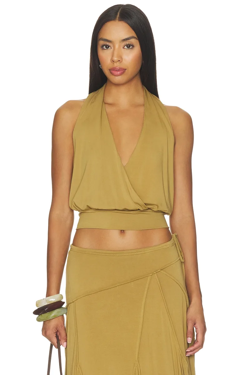 With Jean Sharni Top in Olive