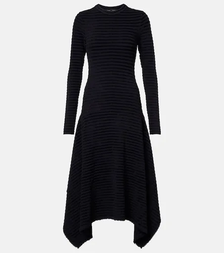 Didi striped knitted asymmetric midi dress