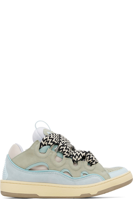 Blue Leather Curb Sneakers