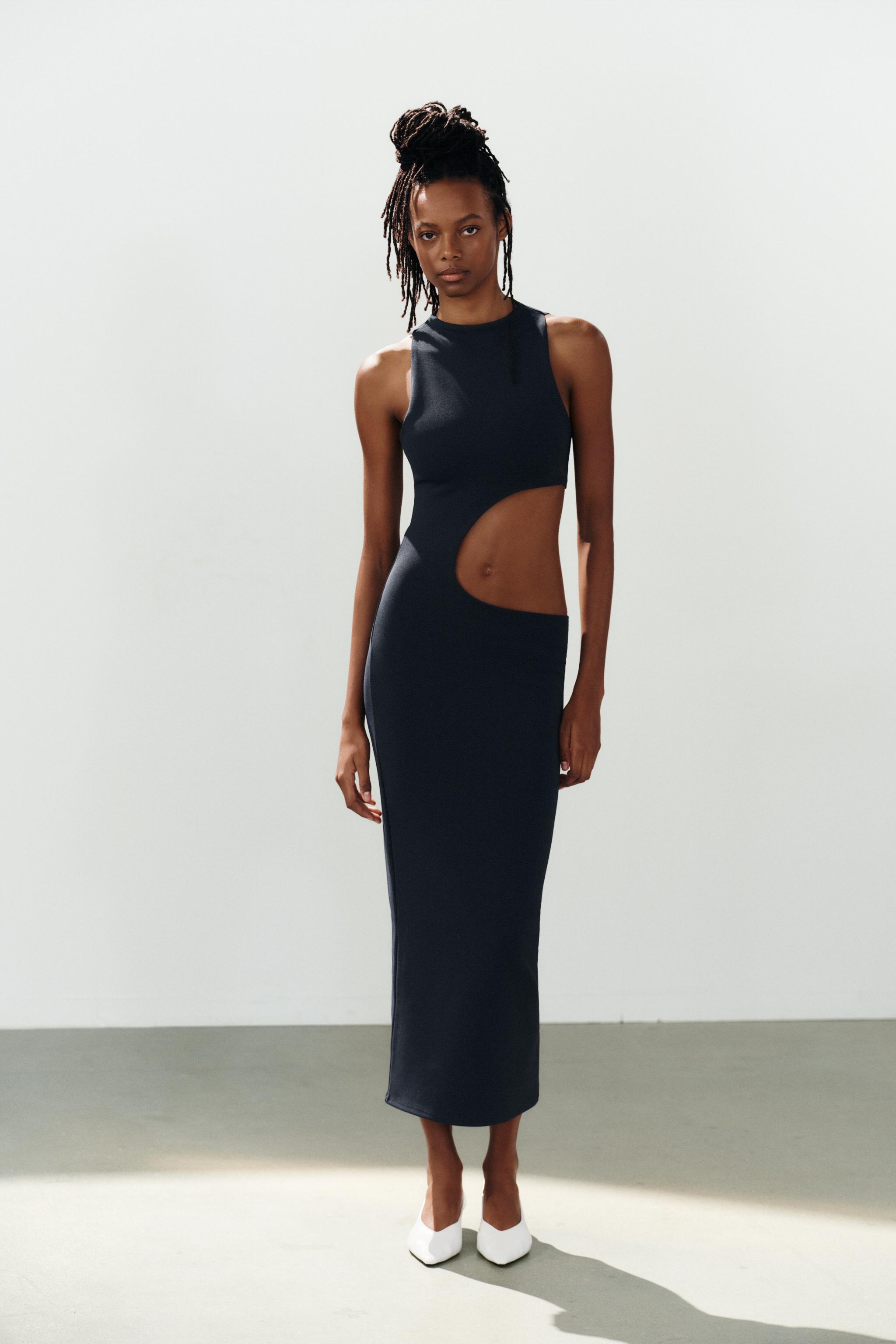 STRETCH SLIT MIDI DRESS