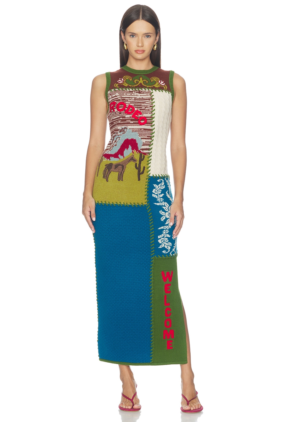 Alemais Lasso Patchwork Knit Dress in Multi