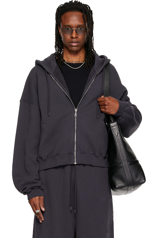 Gray Washed Zip Hoodie