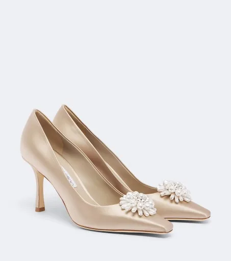 Ines embellished satin pumps