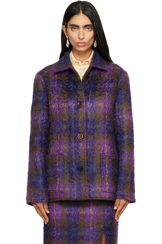 SSENSE Exclusive Purple Checked Jacket