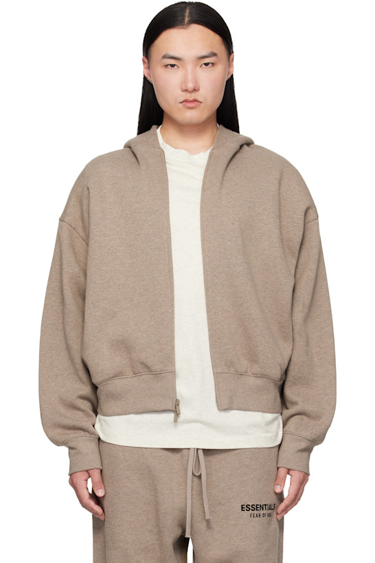 Beige Classic Zip-Up Hoodie