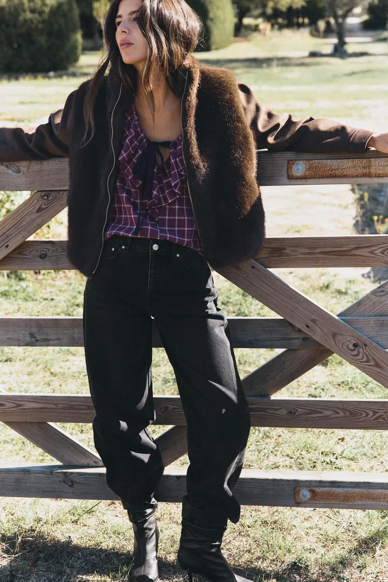 COMBINED FAUX FUR EFFECT JACKET