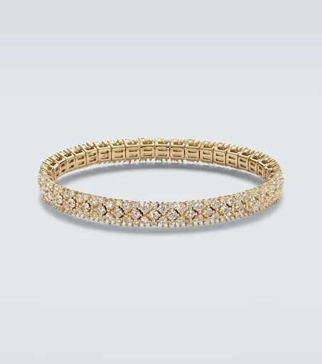 Stretch 18kt gold bracelet with diamonds
