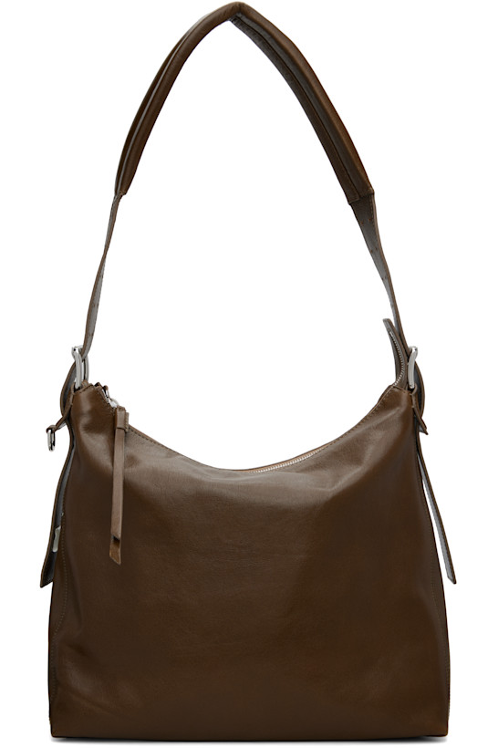 Brown Small Belted Leather Bag