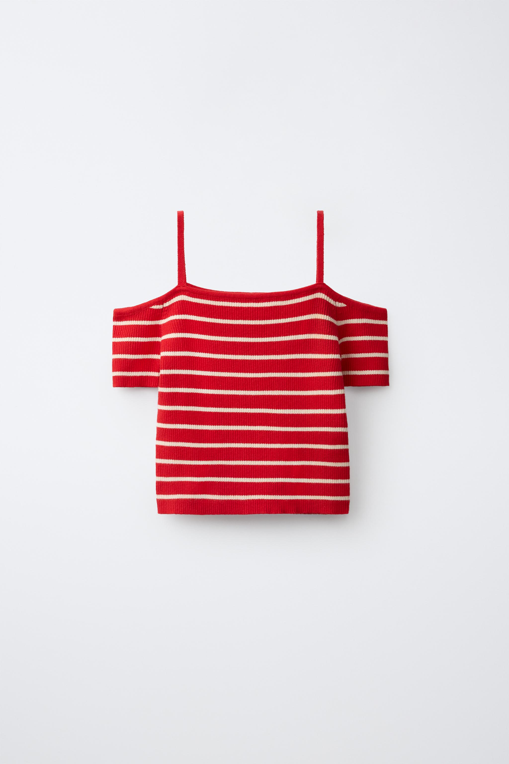 RIB KNIT STRIPED TOP