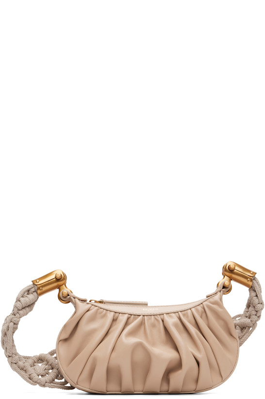 Beige Ebene Mini Strap Calfskin Bag