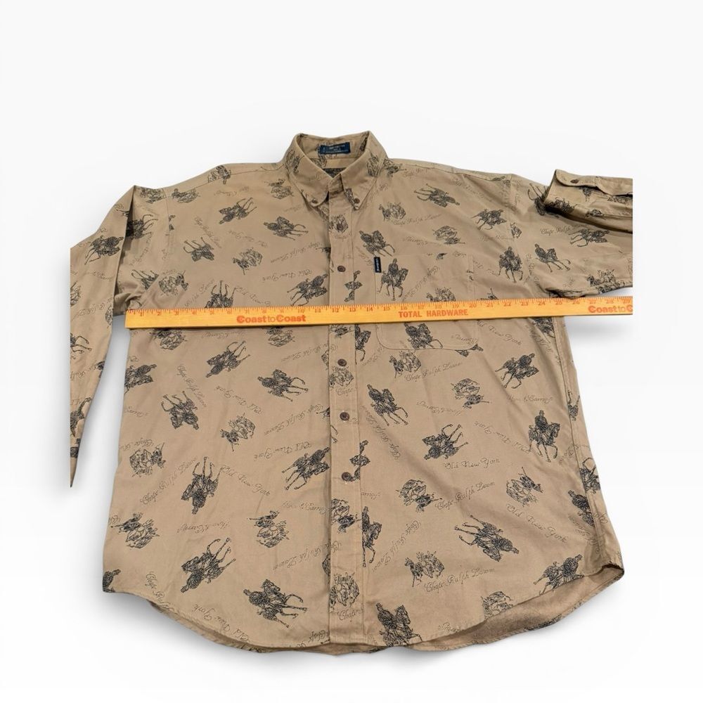 Vintage 90s Chaps Ralph Lauren Western Horse Print Button Down Shirt L - Image 3