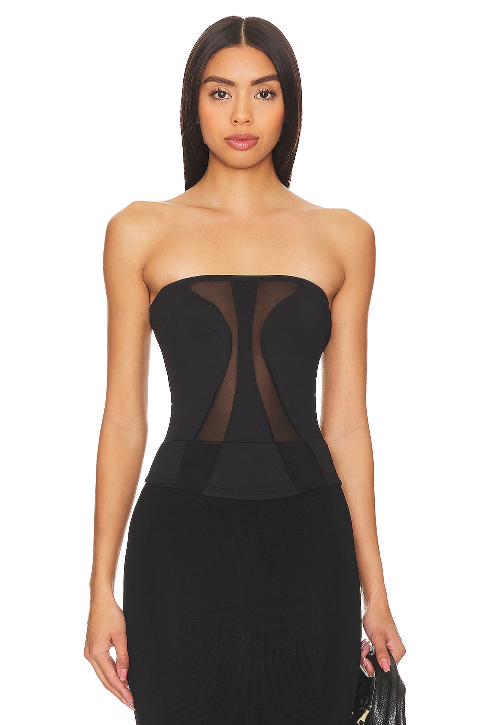 OW Collection Swirl Tube Top in Black Caviar