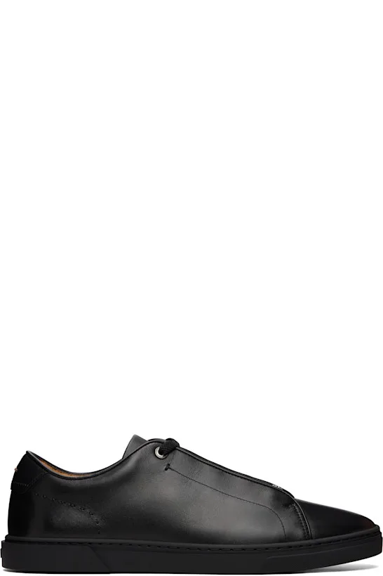 Black Gary Brushed Leather Sneakers