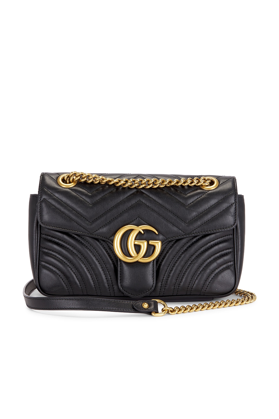 FWRD Renew Gucci GG Marmont Shoulder Bag in Black